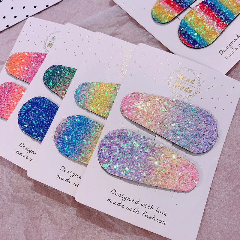 Супер ткань 2 шт./компл. Радуга Sequins Бобби зажимы типа "крокодил" для детей градиент Заколки для волос заколки дети блестящие заколки для волос аксессуары для волос