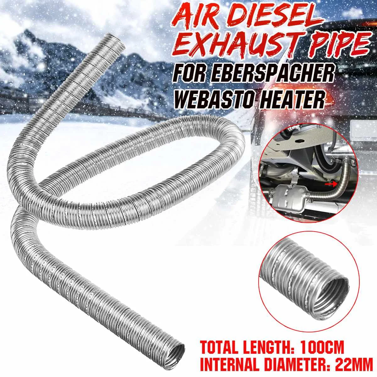 100cm 22mm Dual layer Car Heater Exhaust Pipe Air Diesel Heater Exhaust
