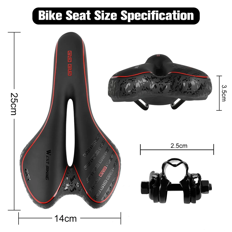 WEST BIKING PU leather Bicycle Saddle With Shockproof Rail Clamp Bike Seat Hollow None-Slip  Mountain Road Bicycle Saddle Seat