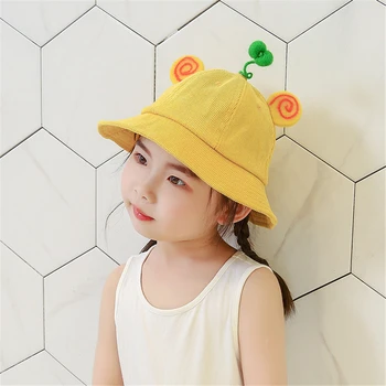 

2019 3-8Y Cute Budding Baby Dome Fisherman Hat Boys Girls Summer Thin Fashion Children Sun Shade Yellow Caps Unisex New