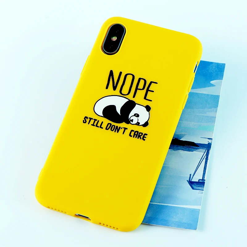 8713-yellow Забавные чехлы для телефонов с пандой для iPhone X XS MAX XR 8 7 6 s Plus, мягкие силиконовые облегающие накладки на заднюю панель - Цвет: 8713-yellow