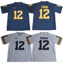 Michigan Wolverines#12 свитер для колледжа Криса Эванса, цвет белый, темно-синий, сшитый, размер S-3XL