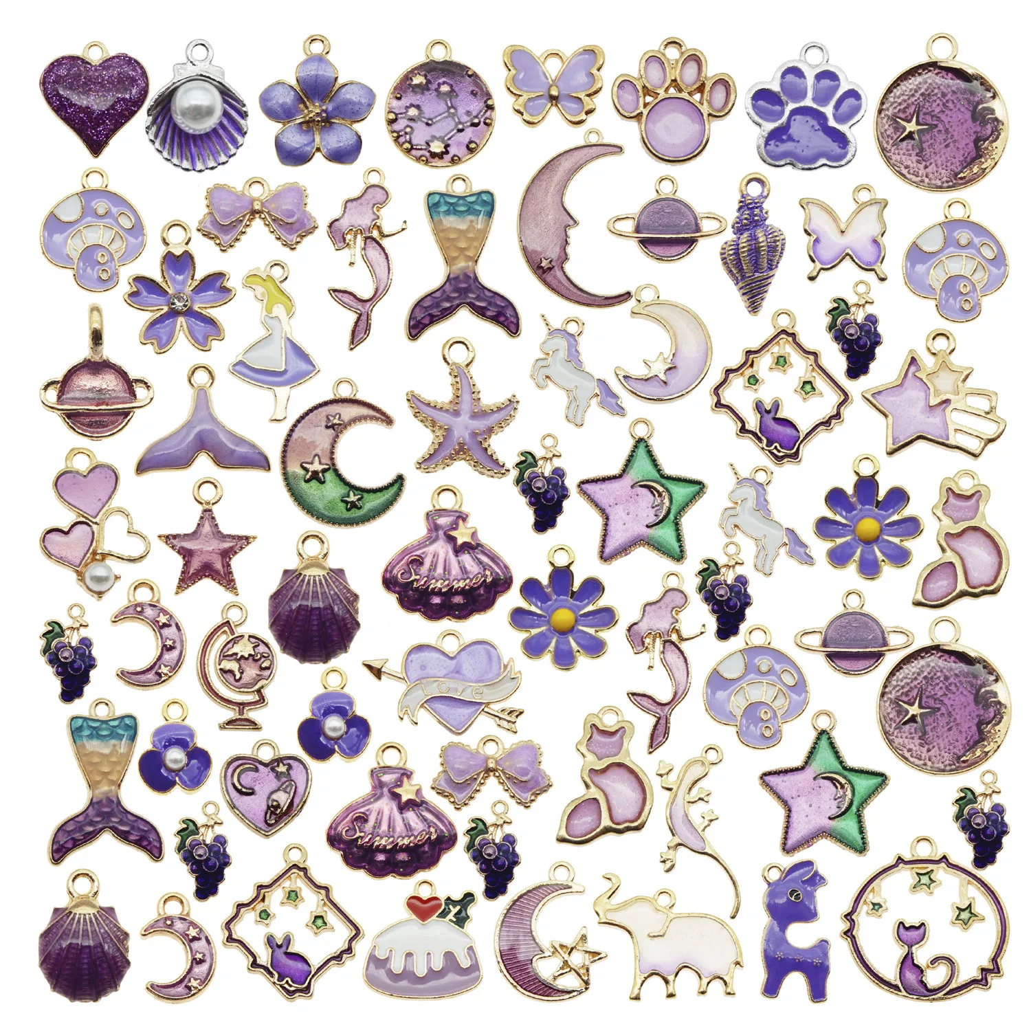 

Классические эмалированные фиолетовые подвески, в случайном порядке, с фруктами, цветами, из сплава, подвески, серьги, аксессуары для изготовления ювелирных изделий, 20 шт.