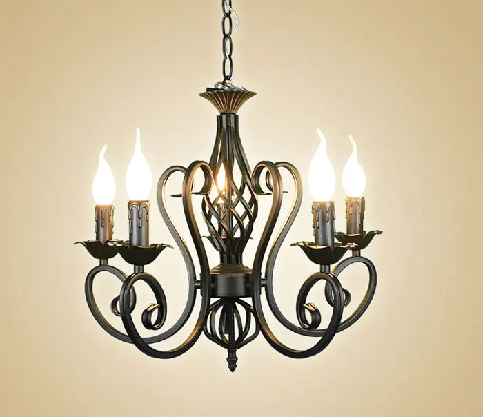 rustic chandeliers Lustres Wrought Iron Chandelier E14 Candle Light Black industrial home luminaire lava lamps as creative gift lustres de cristal globe chandelier