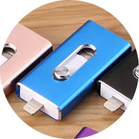 BRU OTG USB 3.0 флешка 32 ГБ 64 ГБ 128 ГБ 256 ГБ Для iPhone ipad Android Телефон Планшетный ПК Android Pen Drive USB-накопитель флешка для айфона - Цвет: Blue