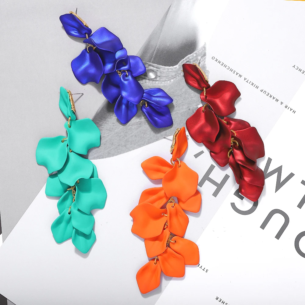 

Girlgo Colorful Chic Resin Leaf Drop Earrings Women Handmade Multi layer Brincos Trendy Beads Leaf Statement Earrings Jewelry