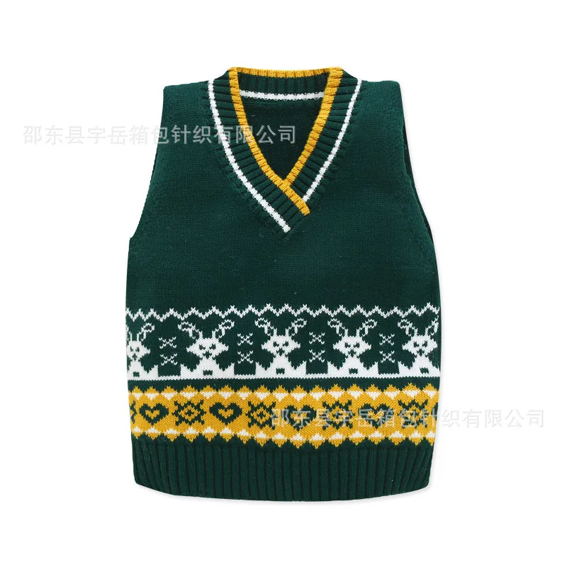

2019 Autumn & Winter Children Base Sweater Vest Cotton Knitted Sleeveless Pullover Waistcoat Horse Processing Customizable
