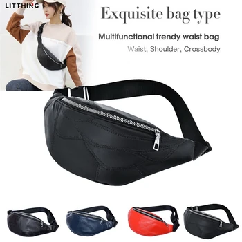 

LITTHING Multifunction Waist Bags Unisex Outdoor Sports Leisure Small Bags PU Chest Bags Messenger Handbag Large Capacity Bags