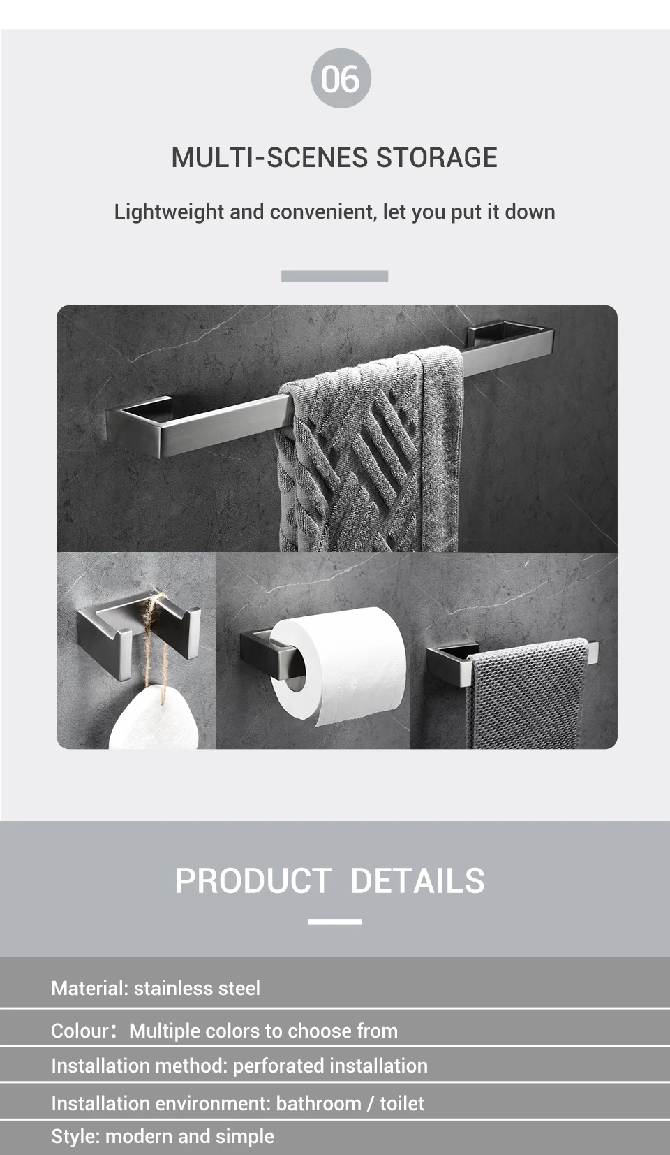 BagnoLux Gebürstet Edelstahl Schöne Wand Haken Wc Papier Halter Handtuch Bar Bad Zubehör – Detail 13