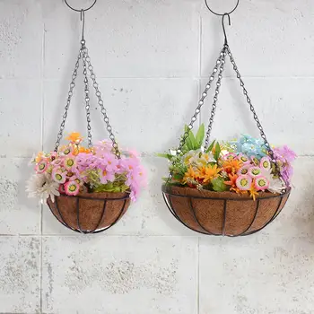 

Hanging Coconut Vegetable Flower Pot Basket Plant Bracket Planter Holder Iron Art Garden Flower Pots for Home Garden Decoration