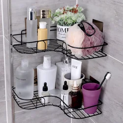 Bathroom Shelf Shampoo Holder Corner Wall Mounted Storage Rack Iron Shower Organizer Shelves Home Organizer Bath Accessories