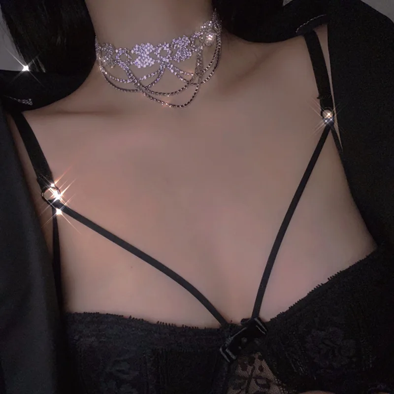 Necklace for Women Fashion Elegant Crystal Multilayer Tassel Clavicle Chain Noble Light Luxury Neck Jewelry Wholesale | Украшения и