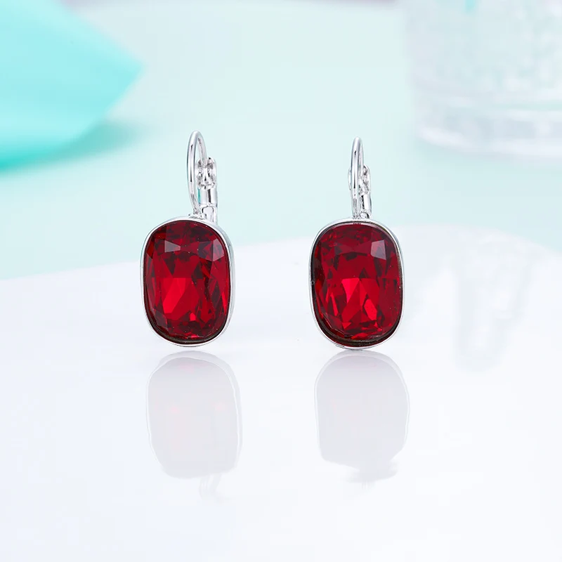 RED SILVER MAIKALE Геометрические Квадратные Винтажные серьги медные серьги-гвоздики преувеличенные белые черные Австрийские длинные с кристаллами серьги для женщин - Окраска металла: RED SILVER