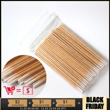 200 шт., маленькие хлопковые палочки с острым наконечником и деревянной ручкой для бровей, тату, красота, макияж, цветной шов для ногтей