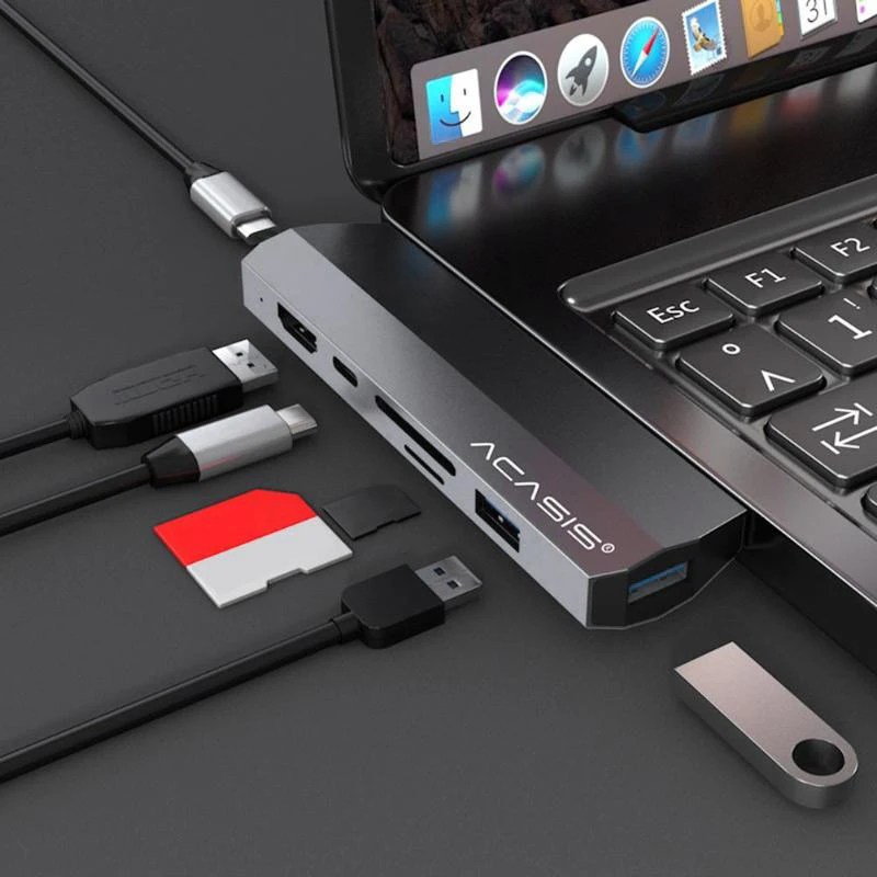 ACASIS usb type-C концентратор к HDMI адаптер 4K Thunderbolt 3 USB C концентратор с концентратором 3,0 TF sd-ридер слот PD для MacBook Pro/Air