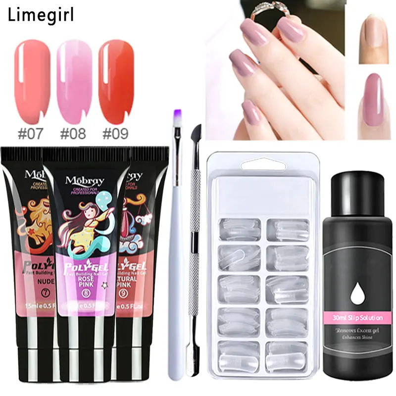 Limegirl полигелевый Набор для наращивания ногтей, набор для маникюра из твердого гелевого геля, 12 цветов, полигелевый набор для быстрого наращивания ногтей