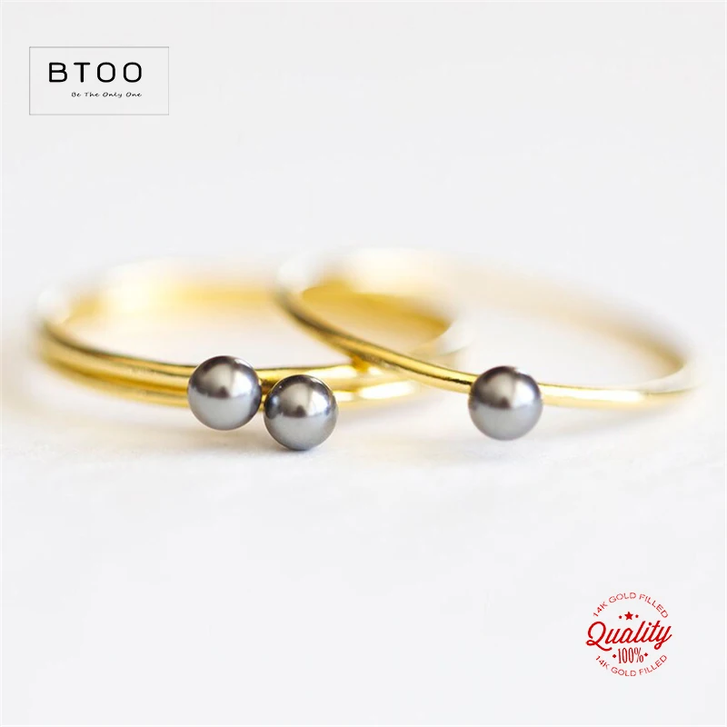 

14K Gold Filled 3mm White Pearl Stack Ring Boho Gold Jewelry Minimalist Knuckle Ring Anillos Mujer Gold Accessories Women Ring