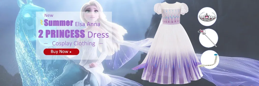 2020 Baby Girl Anna Elsa Princess Dress for Girls Halloween Carnival Party Dress up Birthday Costume Childen Clothing Vestidos