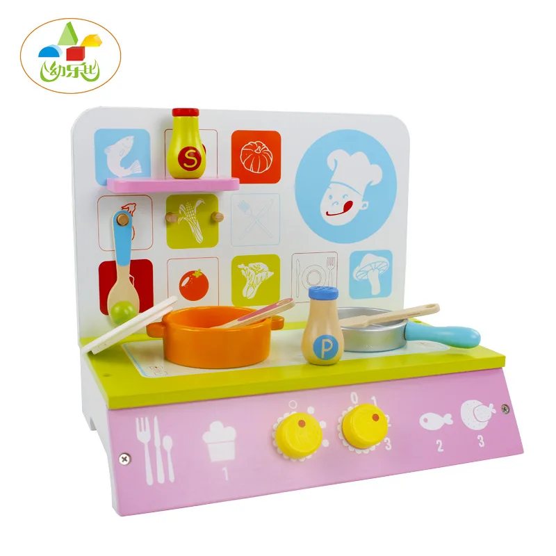  New Style Small Wooden Model Kitchen mei qi zao tai Children Play House Educational Toy - 4000267346772