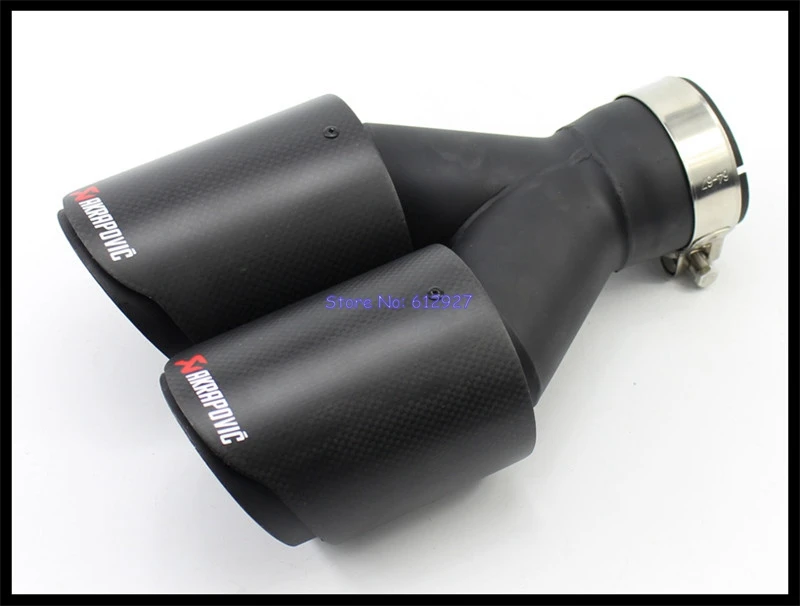 1 шт.: Универсальный углеволоконные akrapovic наконечник выхлопной трубы автомобиля глушитель выхлопной трубы двойной конец советы Tialpipe выход 89 мм 101 мм