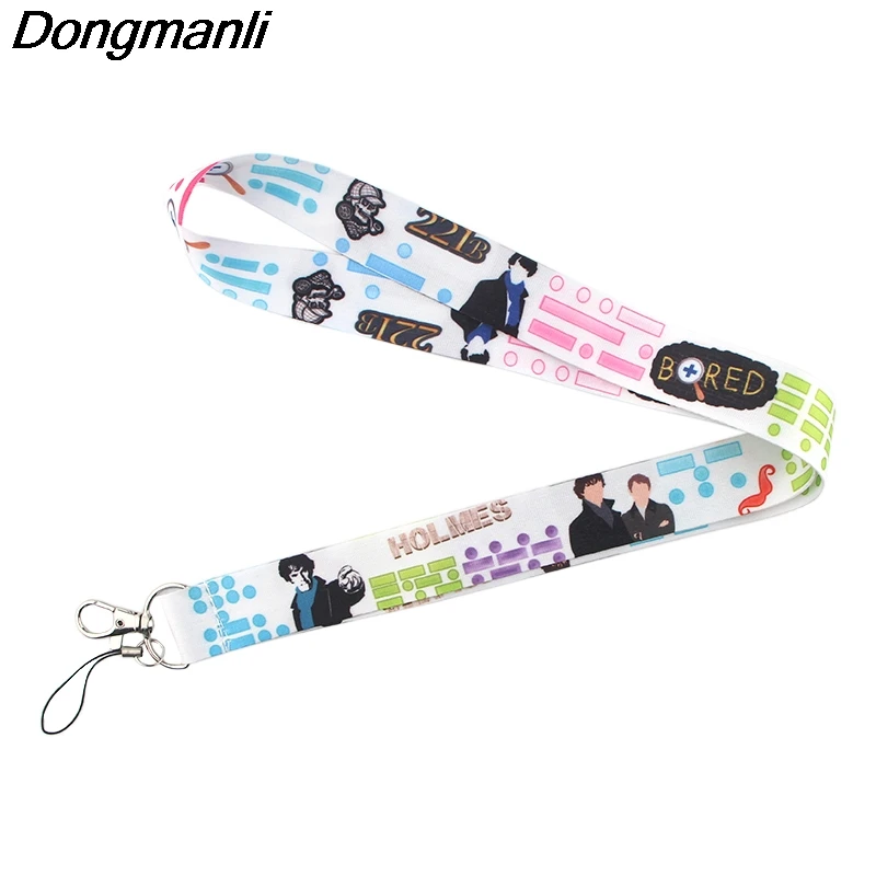 PC214 20 шт./лот Sherlock Lanyards ID бейдж держатель ID карты пропуск Мобильный телефон ремни бейдж держатель для ключей брелок