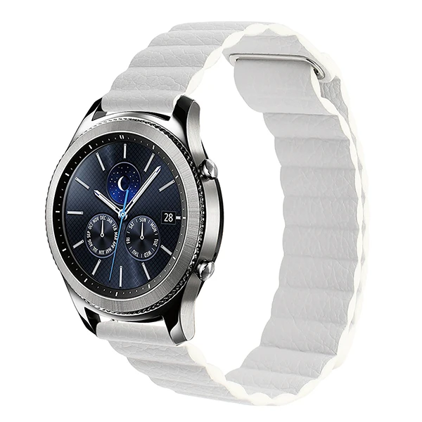White Магнитные ремешки для часов из натуральной кожи для samsung Galaxy Watch 42 мм 46 мм active gear s3 Frontier Amazfit huawei Watch Bracelet - Цвет ремешка: White