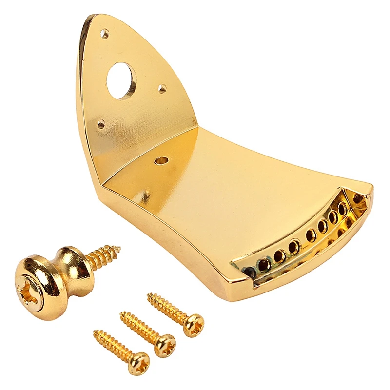 

Golden Metal Triple-cornered Mandolin Tailpiece Parts for 8 String Arched Top Mandolin with Screws