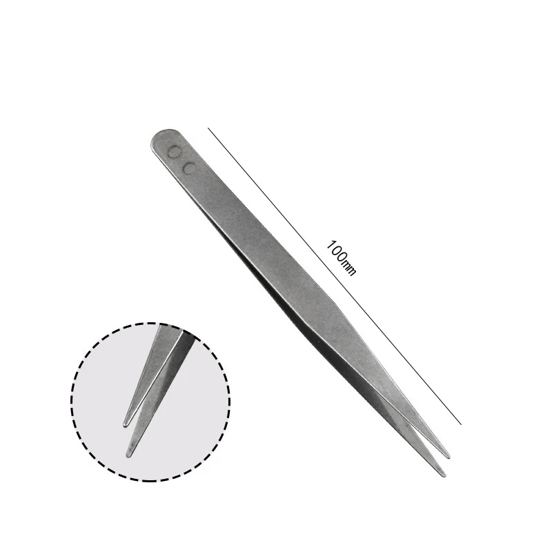 LAMEZIA 2pcs Stainless Steel Precision Tweezers Set Bending Directly Head Pincet Household Electronics Repair Tools