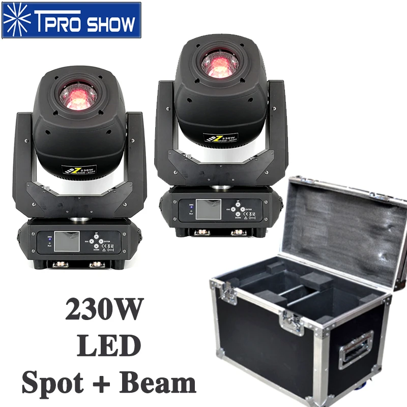 

2pcs Moving Head 230W LED Lyre Beam Spot Wash Stage Lighting Effect Zoom Prism Flycase Packing DJ Lights For Mobile DJ Wedding