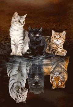 

GATYZTORY Full Square Drill Diamond Embroidery Cats Handmade Mosaic Diamond Embroidery Home Decor Gift Cross Stitch