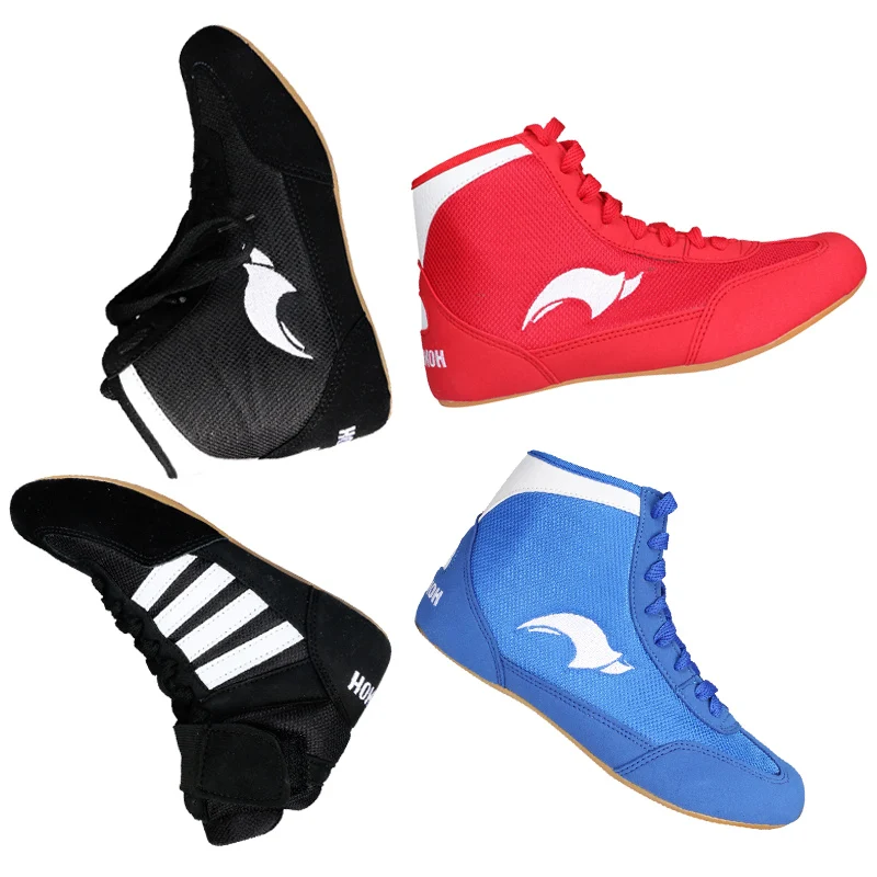 Unisex Authentic Wrestling Shoes For Men Women Training Shoe Cow Muscle Outsole Lace Up Boots Sneakers Professional Boxing Shoes