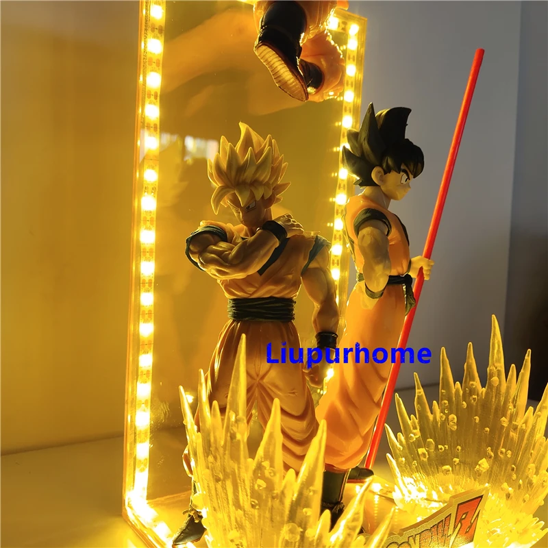 Dragon Ball Z Son Goku Super Saiyan Фигурка DIY светодиодный светильник игрушки Аниме Фигурка DBZ декоративный ночной Светильник детский подарок настольная лампа