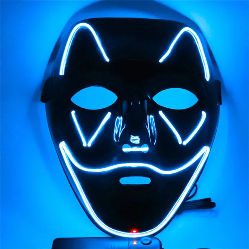 Halloween Scary Mask LED Mask Cold Light Creative Figure Bat Smiley Funny Birthday Party Toy Glow In Dark Luminous Mask #4D03 (3)