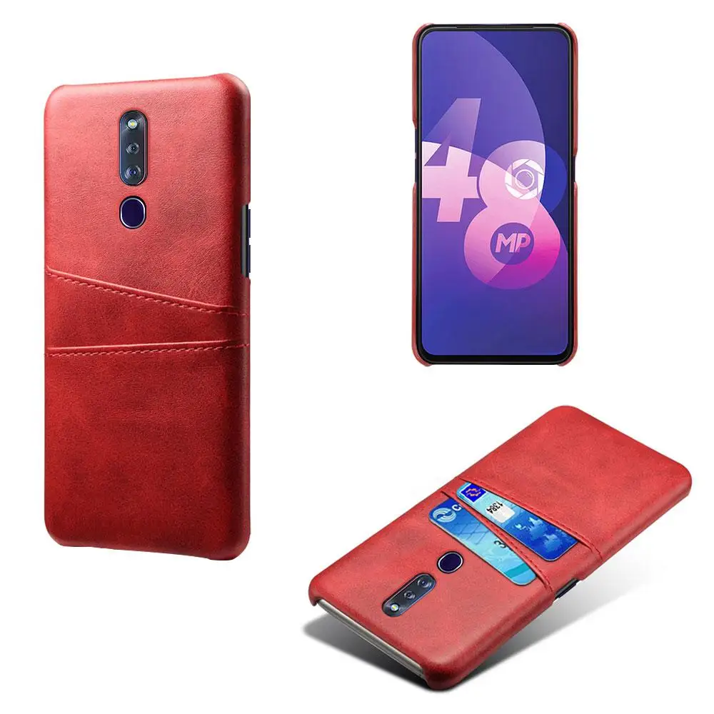 Высококачественный защитный чехол для OPPO F11 Pro A79 A71 A59 A53 A7 AX5S A5S A3S A1K чехол со слотами для карт из искусственной кожи+ PC чехол для OPPO F7 F5 Молодежные F1 плюс Капа - Цвет: Red