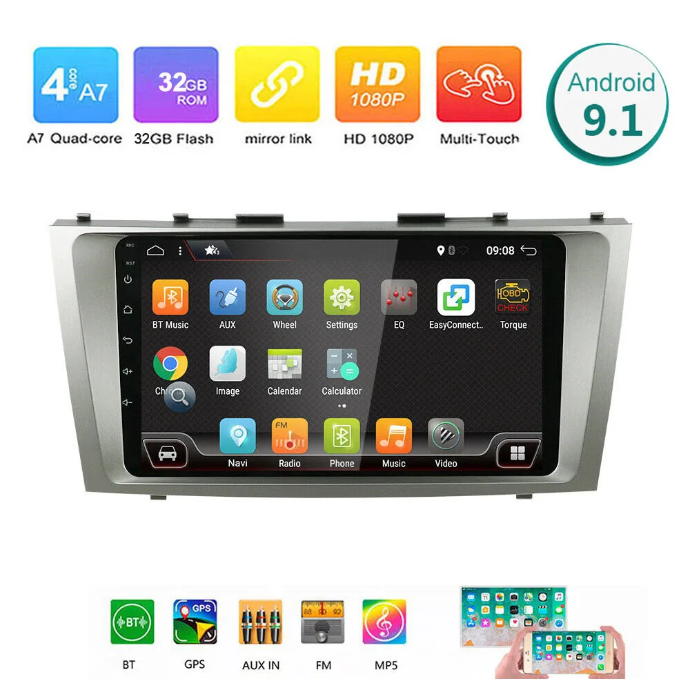Android 9 1 2G + 32G Автомобильный мультимедийный плеер для Toyota Camry 2007-2011 2 din Радио gps