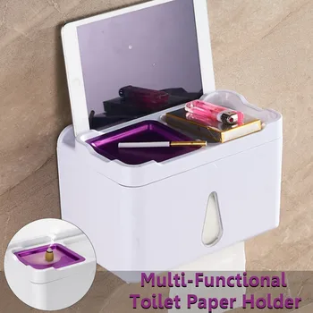 

Toilet Paper Holder Waterproof Wall Mounted Toilet Paper Tray Roll Paper Tube Storage Box Tray Tissue Box Shelf Bathroom Product