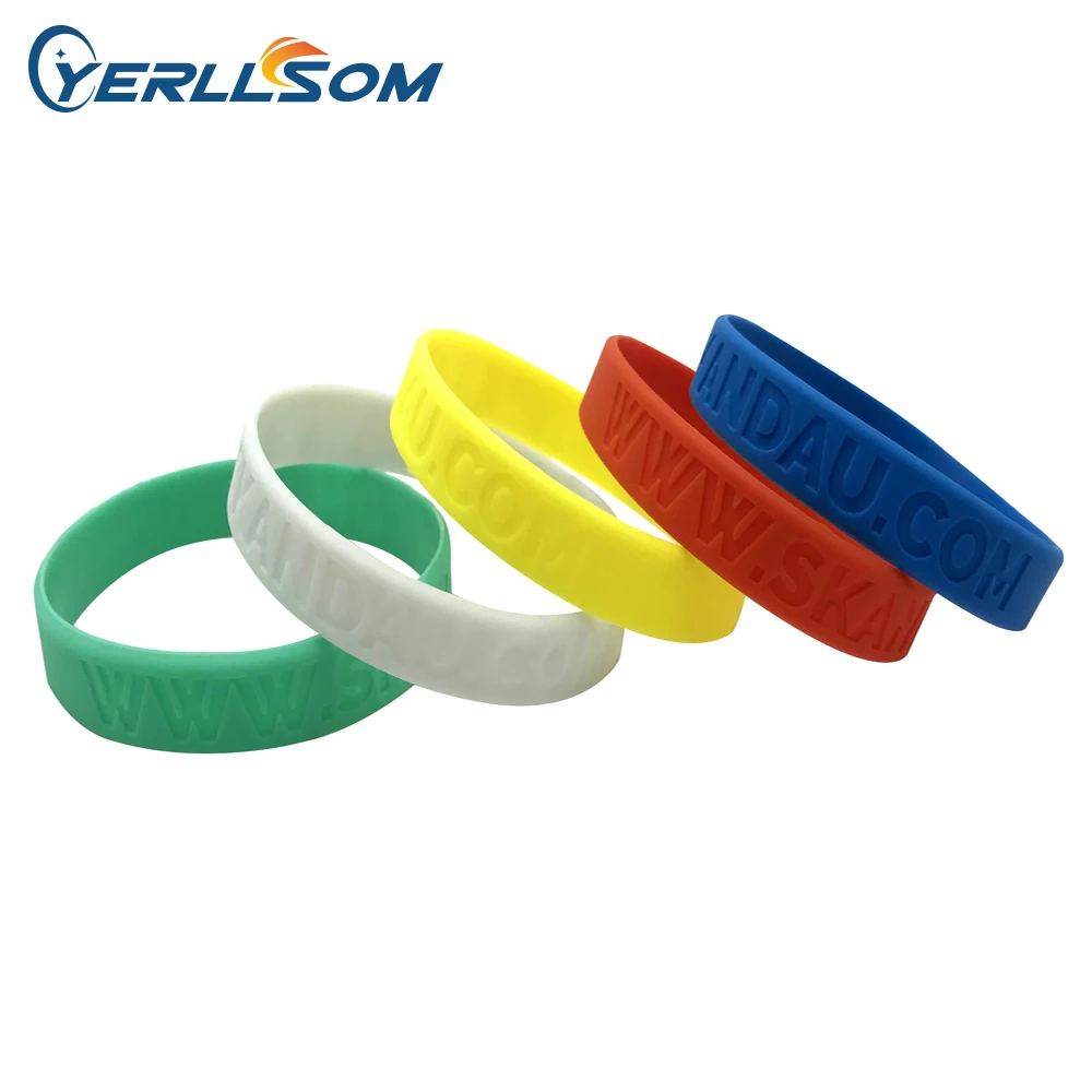 YERLLSOM 400PCS/lot high quality rubber silicone bracelets relief logo