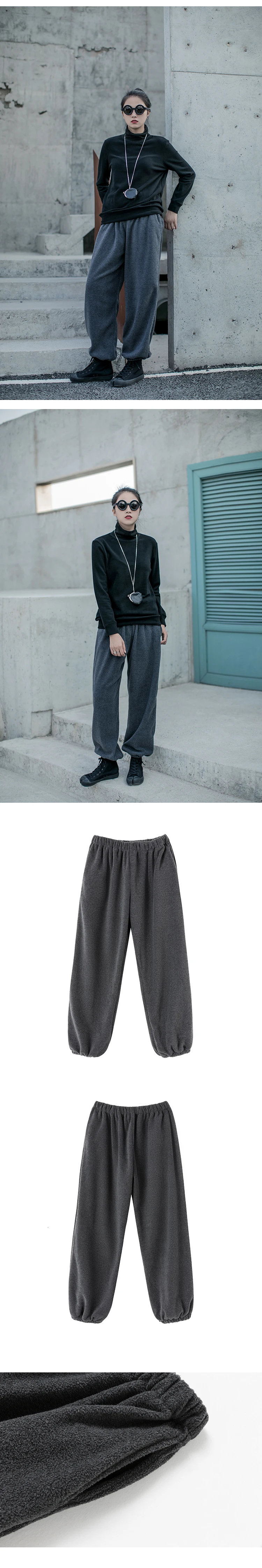 [EAM] серые длинные широкие брюки с высокой эластичной талией для отдыха, новые свободные брюки, женские модные весенние осенние 19A-a827