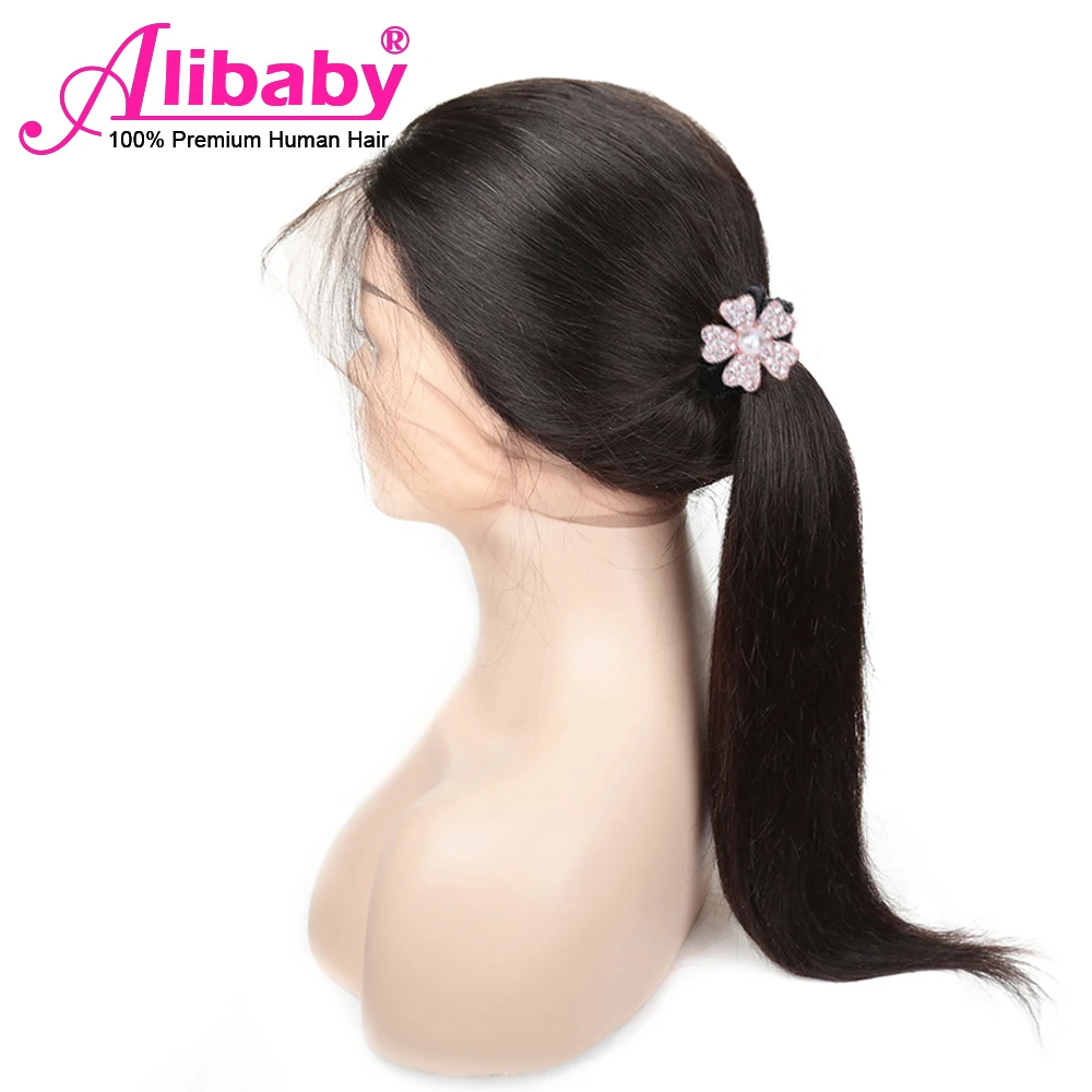 Alibaby парики из натуральных волос на кружеве для женщин, парики из натуральных черных прямых волос Remy, парик из перуанских волос 8-30 дюймов 13x4
