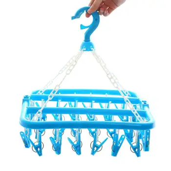 

32 Clip Folding Drying Rack Underwear Sock Clip Hanger Multi-function Clothes Windproof Storage Rack Plastic Clothes Drying Rack