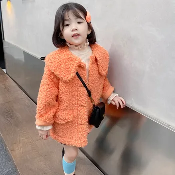 

autumn and winter Girls coat new children's clothing kids jacket baby girl jacket Long coat Solid