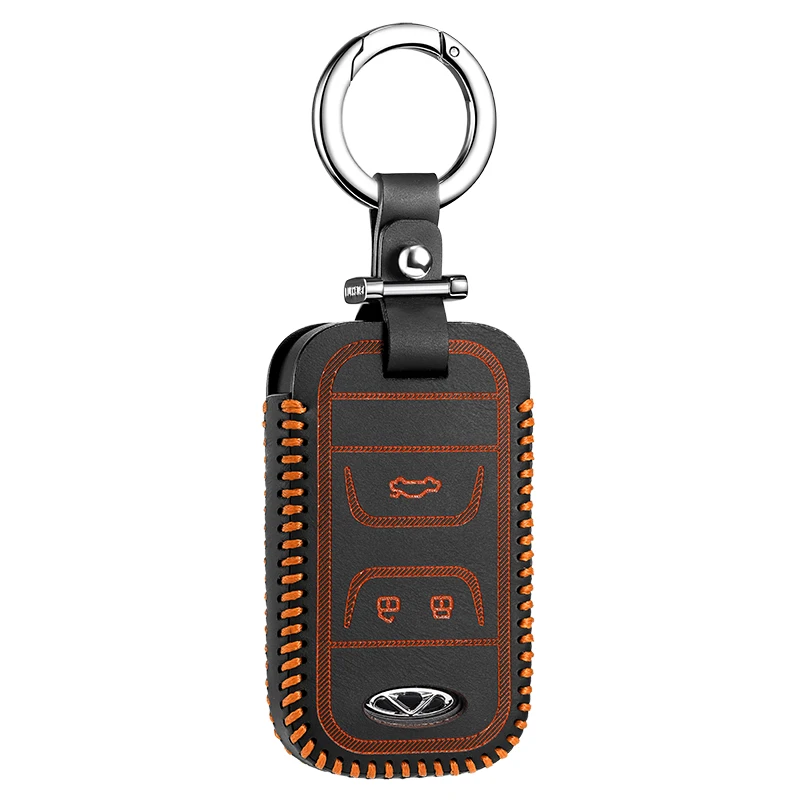 Luckeasy кожаный чехол для ключей CHERY TIGGO 8 3 5 Chery ARRIZO 3 7 Chery E3 E5 бонусный Автомобильный ключ сумка/чехол держатель кошелек key2y - Название цвета: yellow 3