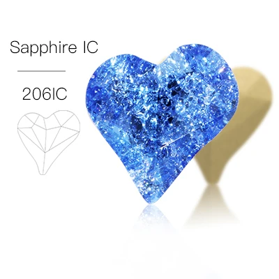 Sapphire IC Милый в форме сердца, ледяное стекло, кристалл, Свободные Стразы для ногтей, K9, стеклянные стразы, кристалл, клей на одежду, ремесла, ювелирные изделия, бусины - Цвет: Sapphire IC