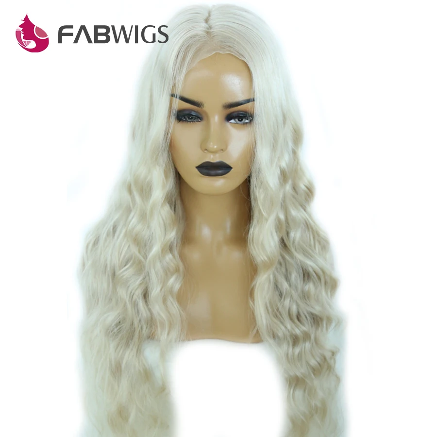 Fabwigs#60 пепельного цвета блонд Синтетические волосы на кружеве парики из натуральных волос на кружевной основе бразильские 13X4 Синтетические волосы на кружеве al с пучки Комбинации парик