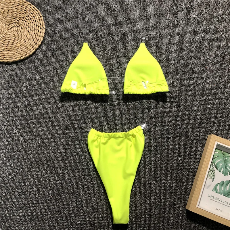 Женский треугольный комплект бикини, сексуальный микро бикини, женский летний купальный костюм с высокой посадкой, бразильский купальник, женский купальник
