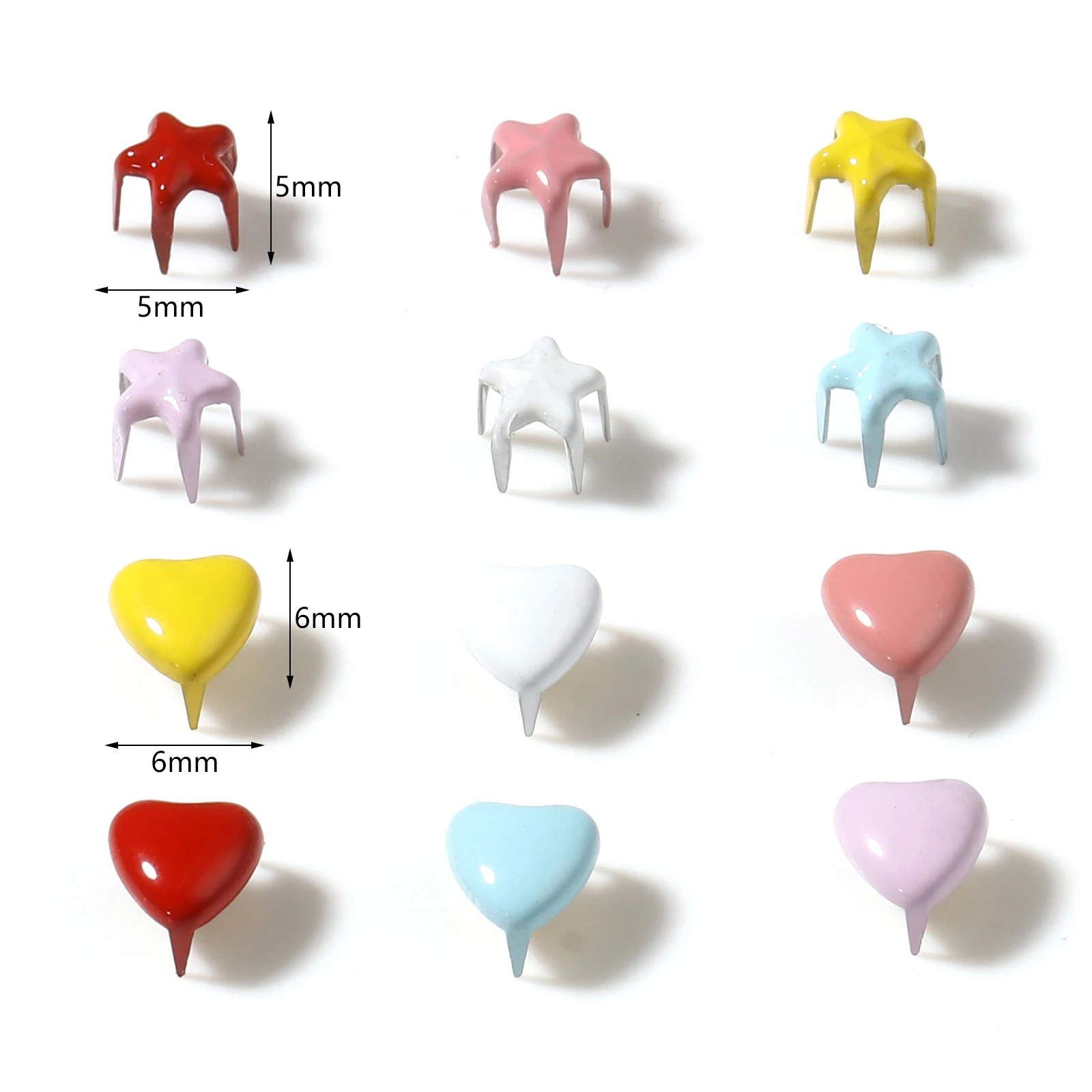 Metal Rivets Leather Rivets 50pcs Mini Metal Star Heart Doll Rivets Leather Craft Four Claw Rivets For Sewing Dolls Clothes Shoes Bracelets Accessories