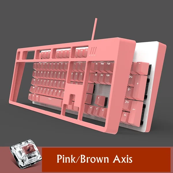 Ajazz Douyu DKM150 эргономичная USB Проводная Механическая клавиатура с подсветкой съемные панели антипризрачные ключи черный, синий, коричневый, красный ось - Цвет: Pink Brown Axis