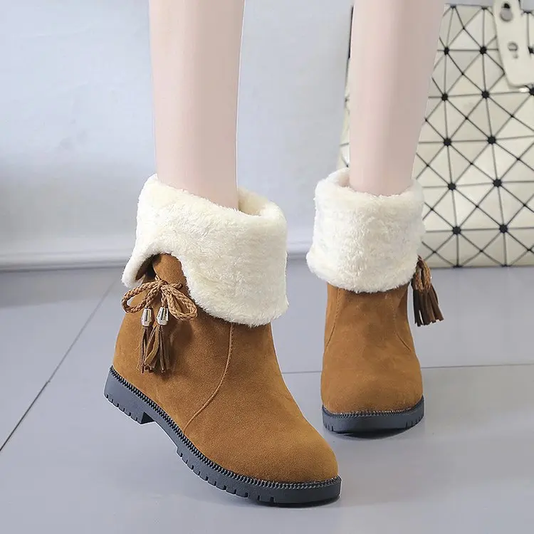 

Autumn And Winter New Style Cotton-padded Shoes 2019 Versatile Elevator Warm plus Velvet Short Boots Anti-slip Snow Boots Studen