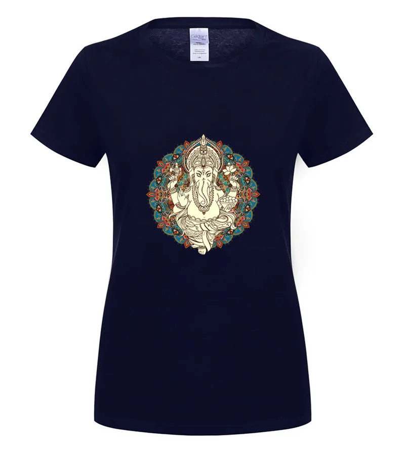 Fashion T shirtshort sleeve design Lord God Ganesha printed cool s shirtsMen Tshirt - Цвет: women navy