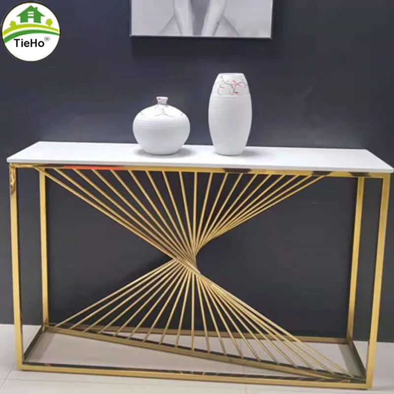 TieHo consolle in metallo in acciaio inossidabile tavolo portico in marmo  tavolo da ingresso sala soggiorno ornamenti per mobili Display oro lucido -  AliExpress